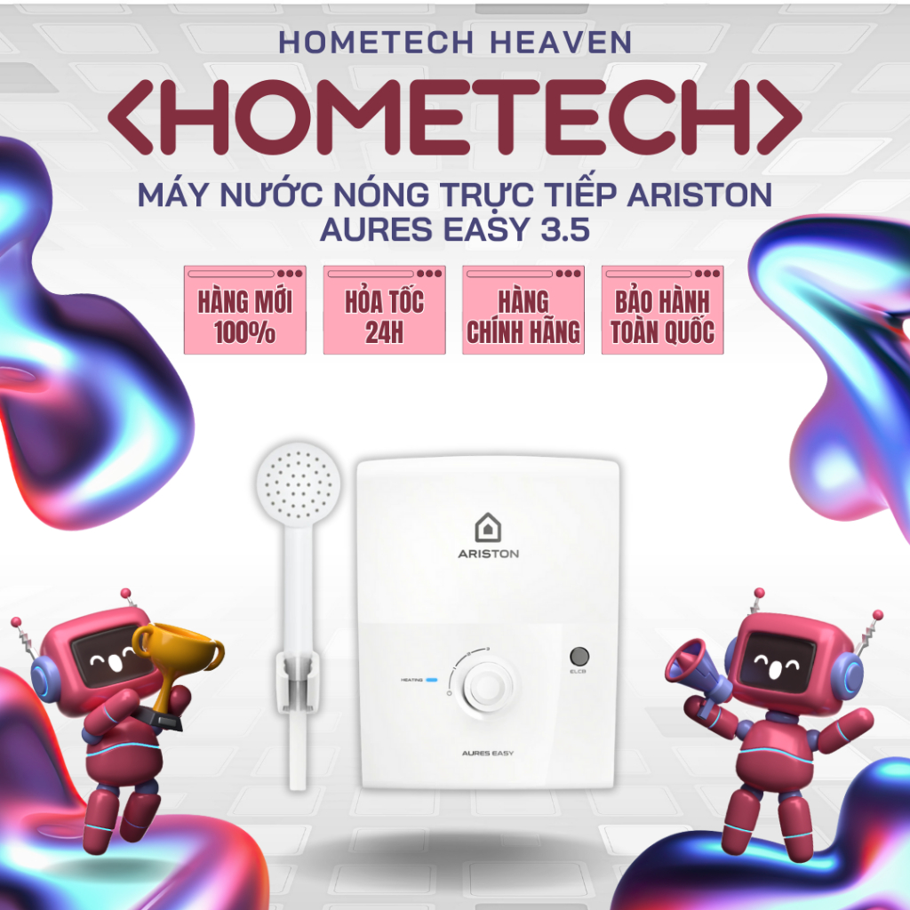 AURES EASY 3.5 [GIAO TOÀN QUỐC] - Máy Nước Nóng Trực Tiếp 3500W Ariston Aures Easy 3.5 - Hàng Chính Hãng, Mới 100%