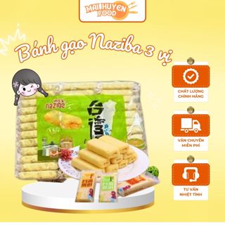  Bánh Gạo Cuộn Naziba Bịch 320gr - 3 Vị Nhân Bắp Trứng Muối Phô Mai Ăn Vặt Giòn Ngon Tiện Lợi 