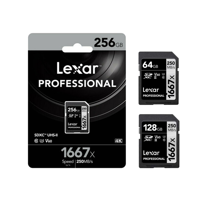 Thẻ nhớ Máy Ảnh SDXC Lexar Professional 1667X 64GB / 128GB / 256GB UHS-II V60 đọc 250MB/s ghi 120MB/s (đen)