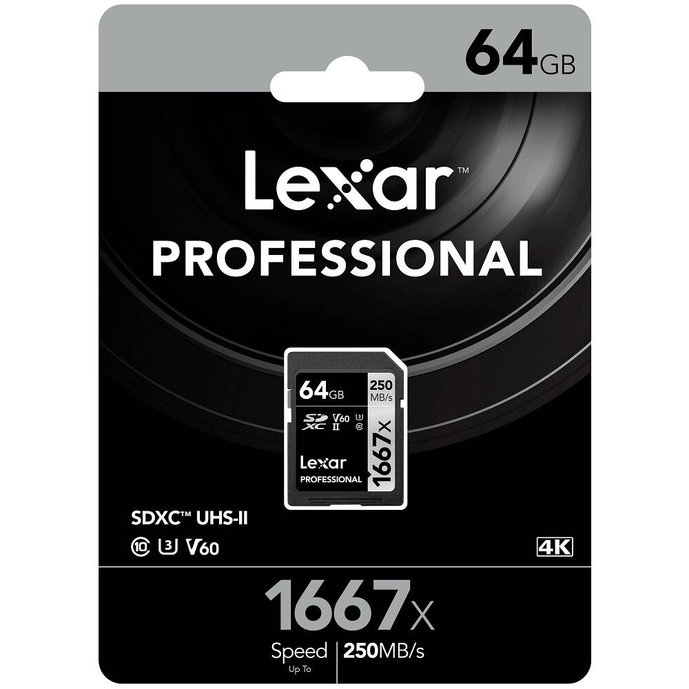 Thẻ nhớ Máy Ảnh SDXC Lexar Professional 64GB 1667x UHS-II U3 V60 Read 250MB/s (Đen)