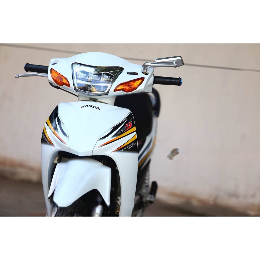 Tem /decal Rời Dán Xe Wave A 2018 110 Mẫu Móc Trắng Đen Vàng Cực Đẹp, Hàng 3 Lớp Chất Lượng Cao