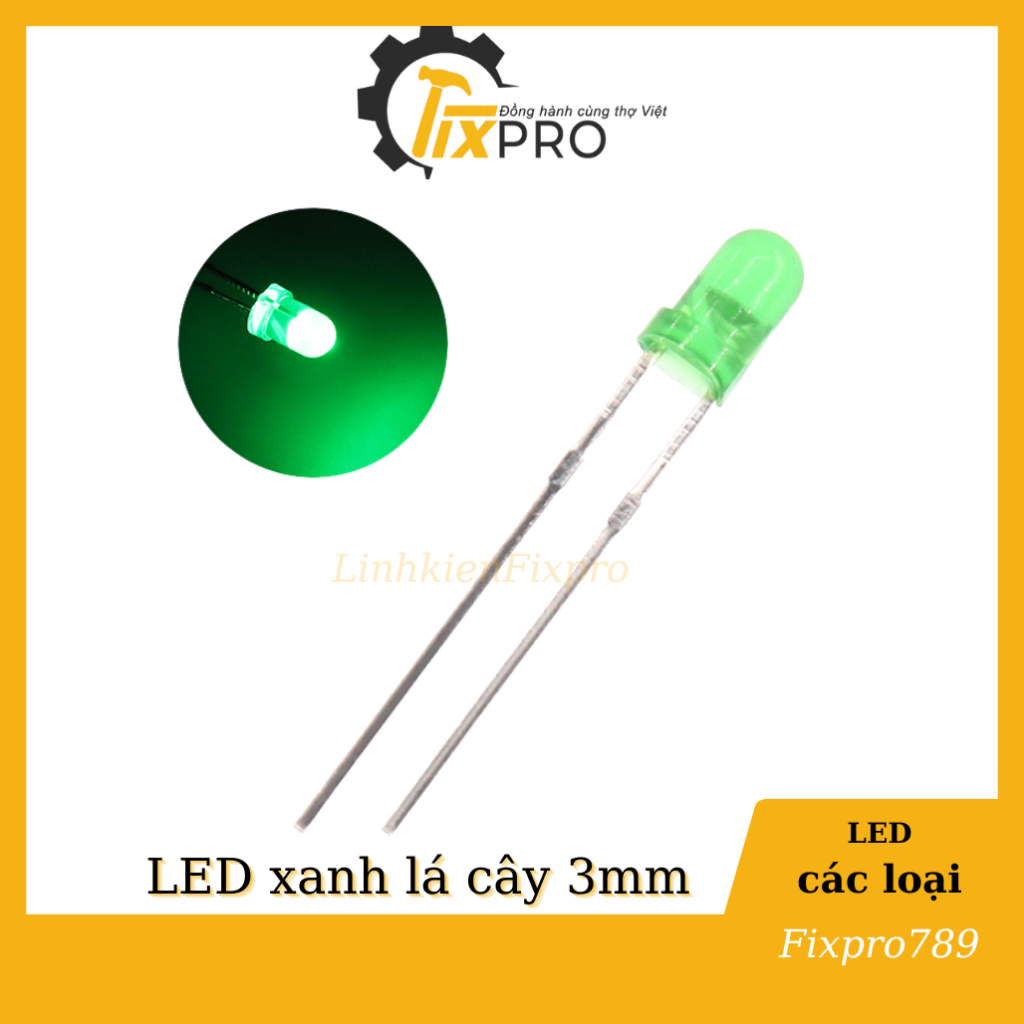 LED 3MM xanh lá cây siêu sáng (Túi 30 con)