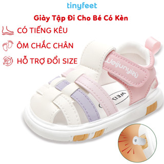 Sandal Tập Đi Có Tiếng Kêu Cho Bé Gái Thoáng Khí Chống Trươn Trượt TINYFEET WJ16 Giày Định Hình Bàn Chân Bẹt Cho Bé
