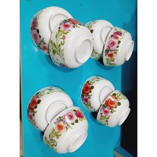 Chén ăn cơm nhựa meka in bông hoạt tiết