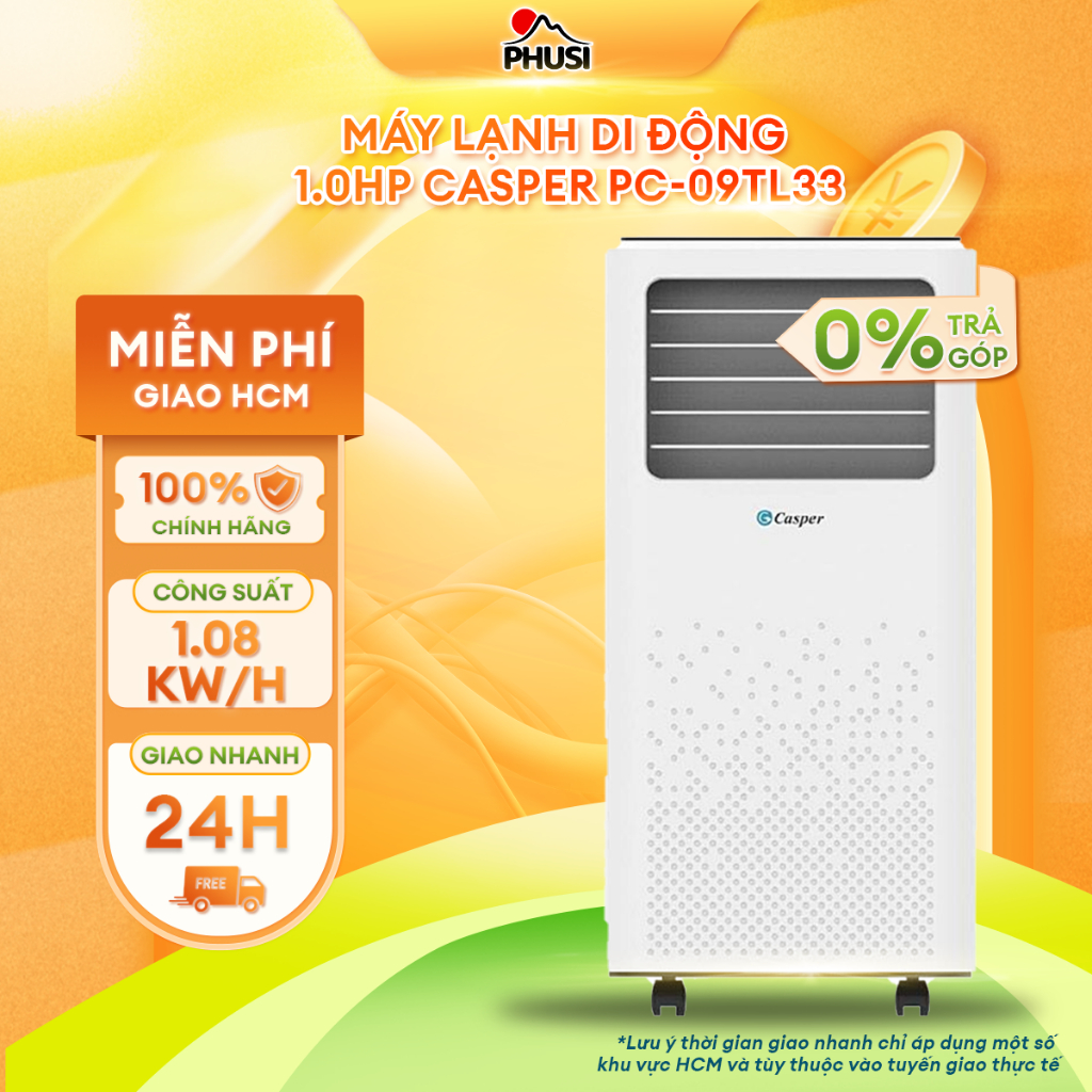 PC-09TL33 Máy lạnh di động 1.0HP Casper PC-09TL33 Hàng chính hãng [MIỄN PHÍ VẬN CHUYỂN]
