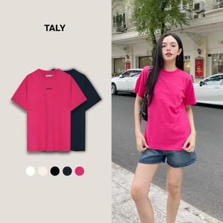 TALY - Áo thun tay ngắn cổ tròn thêu chữ Minimal