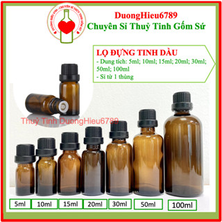 Lọ Đựng Tinh Dầu Thủy Tinh Nắp Đen Nhỏ Giọt 10ml, 20ml, 30ml, 50ml và 100ml- Duonghieu67898