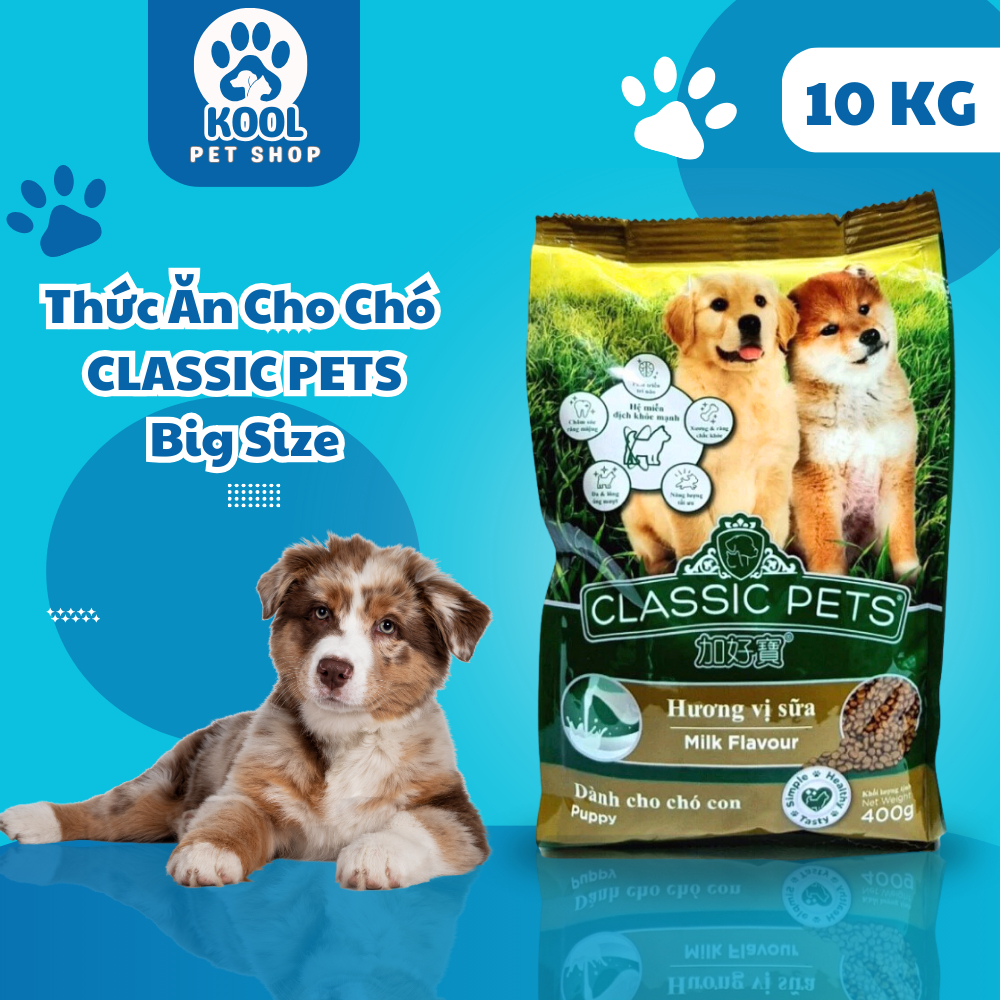 Thức Ăn Dành Cho Chó Con Classic Pet Puppy Bao 10kg, Hạt Cho Chó Con Vị Sữa Kool Pet Shop