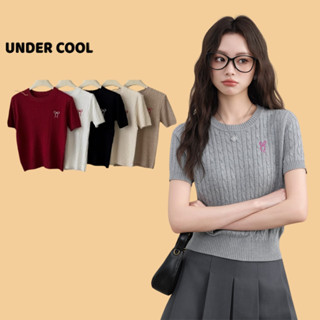 Áo len phối nơ mongtoghi UNDERCOOL Cổ Tròn Đan Thừng Thêu Nơ hot trend Chất liệu Len Mềm 4 màu phong cách ACT40