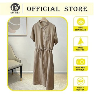 Váy Sơ Mi Linen Nhiều Màu Thiết Kế Túi Ngực Kèm Dây Thắt Eo