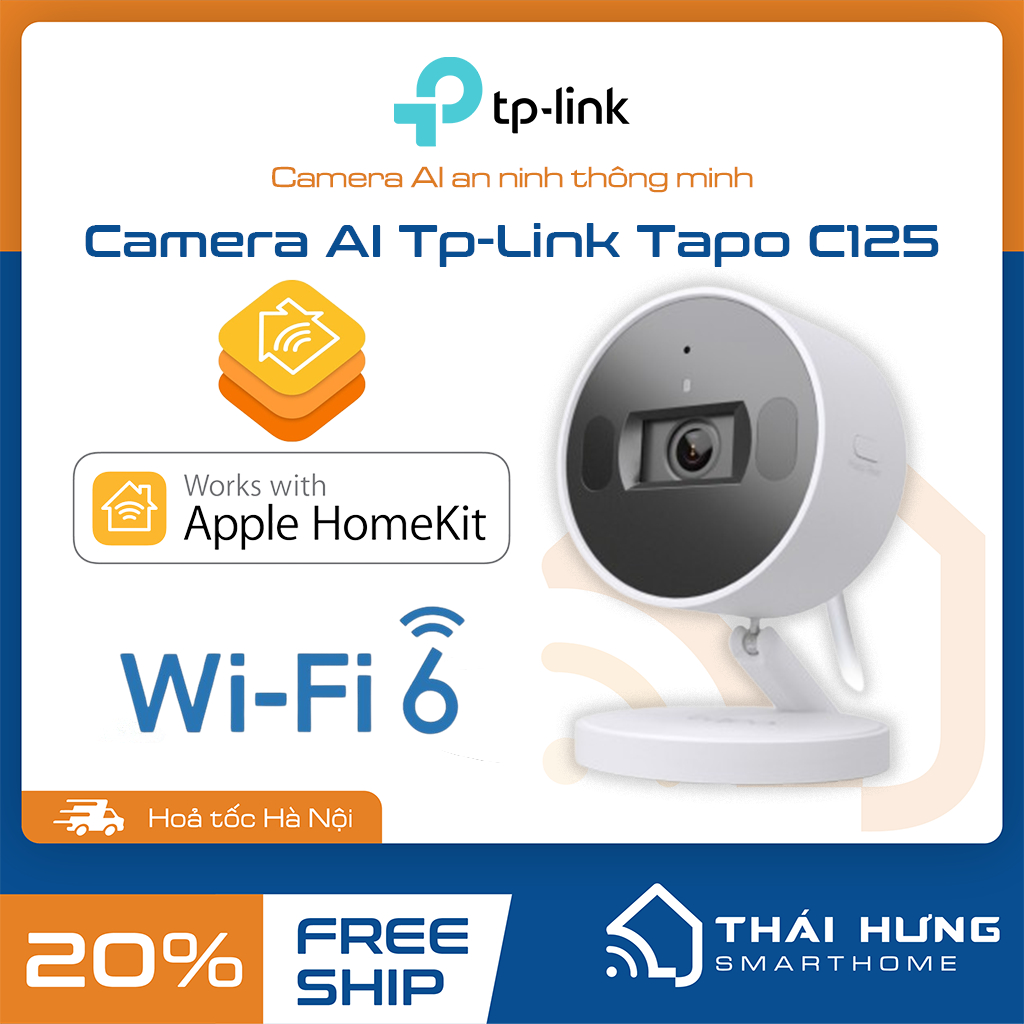 [Hỏa tốc HN] Camera AI Wi-Fi an ninh thông minh Tapo C125, hình ảnh 2K QHD, tương thích Homekit