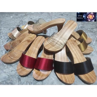 Guốc Gỗ Guốc Mộc Cao 7 Phân Đế Vuông ( đế cao su 2 lớp )