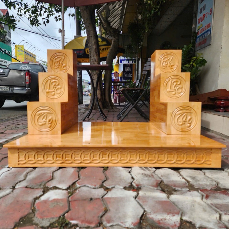 [Bán Chạy] 1 Bàn Kê 88cm x 88cm Gỗ Tự Nhiên Mầu Vàng Nhạt Hàng Chuẩn Đẹp Đặt Bàn Thờ Thần Tài (Bàn K