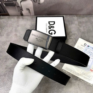 Thắt lưng da nam DG dây da PU sần khâu viền phối mặt đúc kim loại hình chữ nhật khắc chữ phủ bóng TL42P