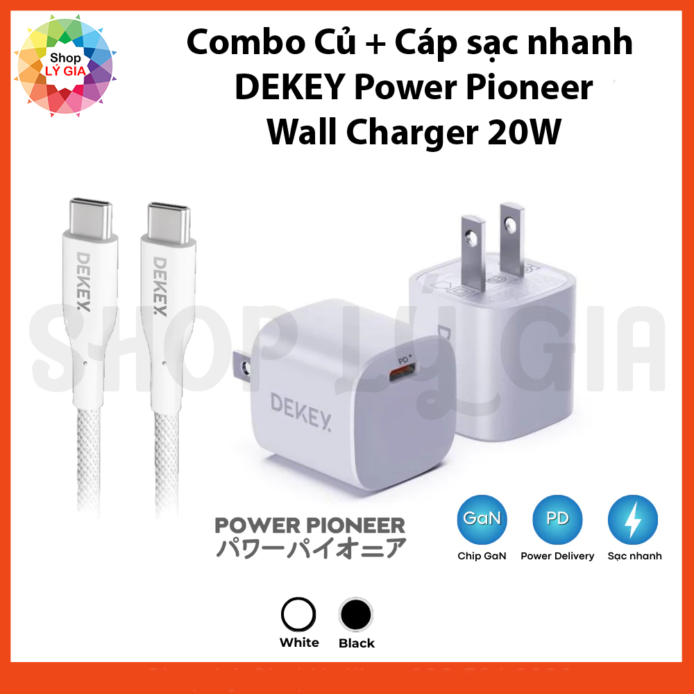 Combo Củ và Cáp sạc nhanh DEKEY Power Pioneer Wall Charger 20W