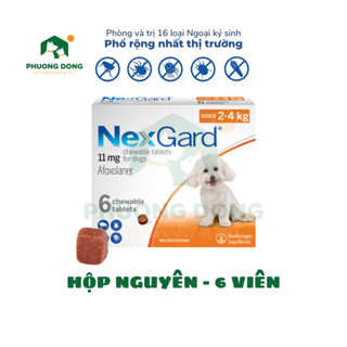  NexGard - Hộp 6 viên  2-4kg  - Viên nhai phòng và trị ve rặn bọ chét ghẻ dành cho chó Size 2 - 4kg 