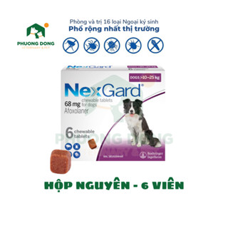 NexGard - Hộp 6 viên (10-25kg) - Viên nhai phòng và trị ve, rặn, bọ chét, ghẻ dành cho chó Size 10 - 25kg