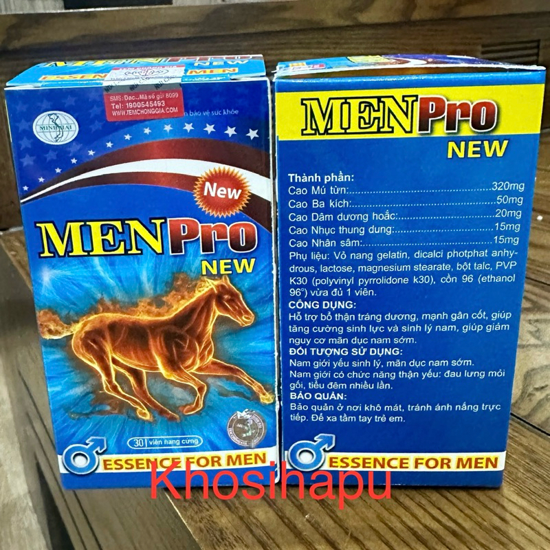 Viên uống Menpro New hỗ trợ bổ thận tráng dương mạnh gân cốt giúp tăng cường sinh lực giảm mãn dục sớm chính hãng