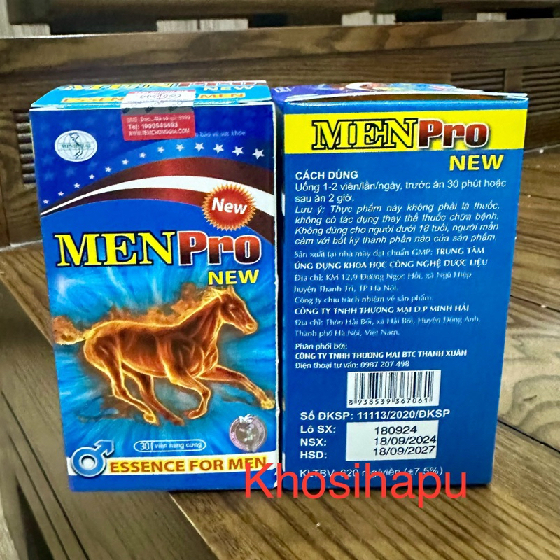 Viên uống Menpro New hỗ trợ bổ thận tráng dương mạnh gân cốt giúp tăng cường sinh lực giảm mãn dục sớm chính hãng