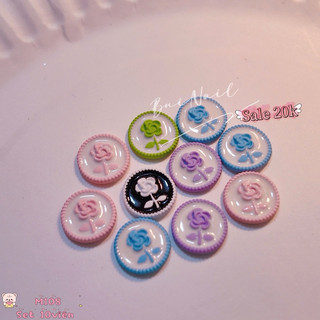CHARM HOA HỒNG MÀU PASTEL M108 SET 10 VIÊN