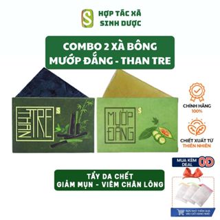 Combo 2 Xà bông Sinh Dược Than Tre + Mướp Đắng 100gr giảm mụn lưng , soap xà phòng handmade chiết xuất thiên nhiên