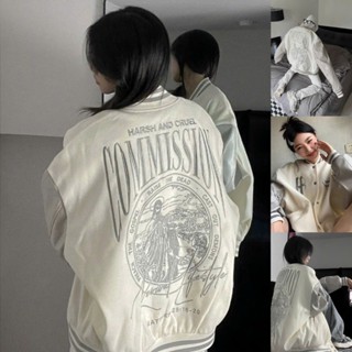 Áo bomber dạ mix da Harsh And Crule thiết kế thêu bản đẹp mặc đôi nam nữ ulzang năng động