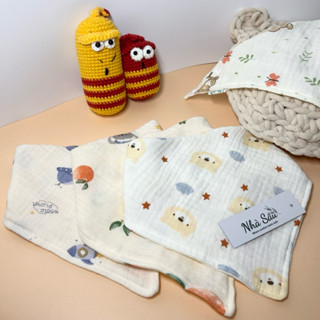  Yếm tam giác 4 lớp xô nhăn muslin Nhà Sâu 