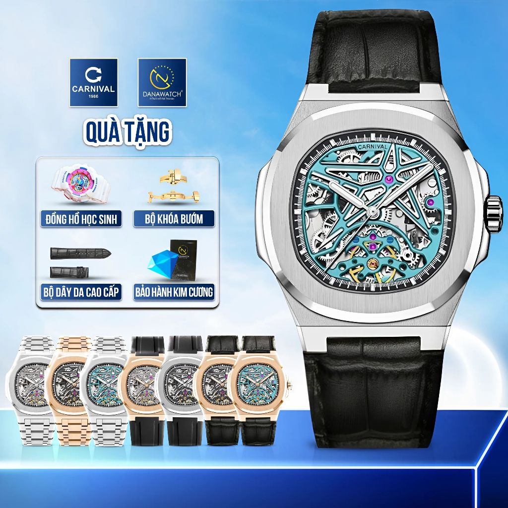 Đồng hồ Nam Carnival Automatic 8118G-VT-DD-X – Tặng ĐH học sinh, dây da, khoá bướm & gói bảo hành ki