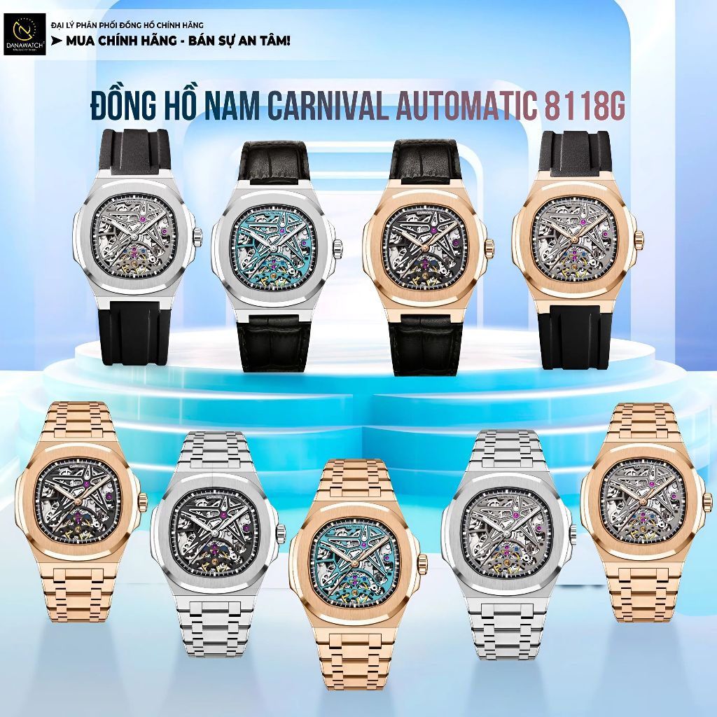 Đồng hồ Nam Carnival Automatic 8118G-VT-DD-X – Tặng gói bảo hành kim cương