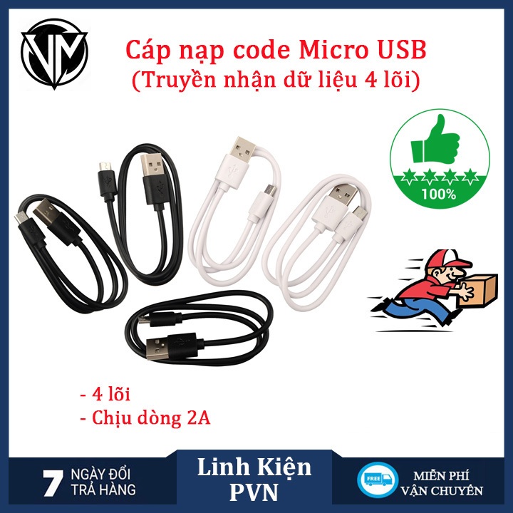 Cáp Micro nạp code cho NodeMCU ESP8266 CH340/CP2102, ESP32- Micro USB sạc điện thoại tốc độ cao