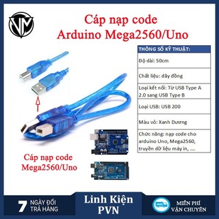 Dây Cáp Nạp code Arduino R3 / Mega2560/ Nano (Cáp Mini USB - USB 2.0 Type B , Cáp USB Máy In)