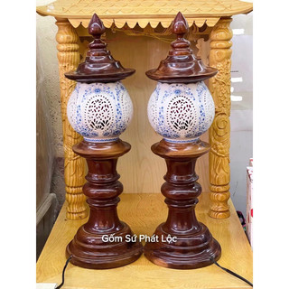 Đèn Thờ Gỗ Bóng Sứ Cao Cấp