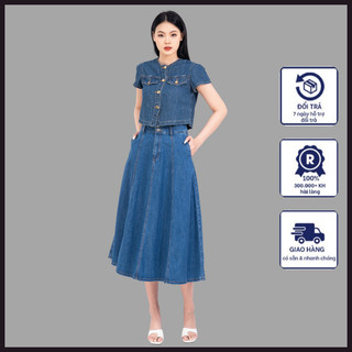  Váy jean xòe ngắn V4 chân váy bò nữ cao cấp chất demin dày mịn cao cấp phù hợp đi tiệc xuống phố 