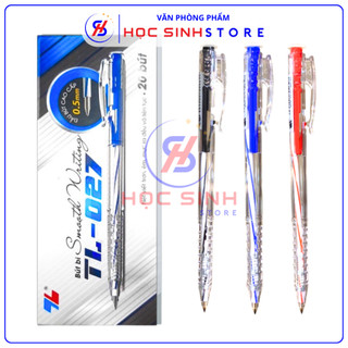  Hộp 20 Cây Bút Bi Bấm Thiên Long TL-027 Ngòi 0.5mm Được Sản Xuất Thẻo Công Nghệ Thụy Sĩ  Xanh đỏ đen   