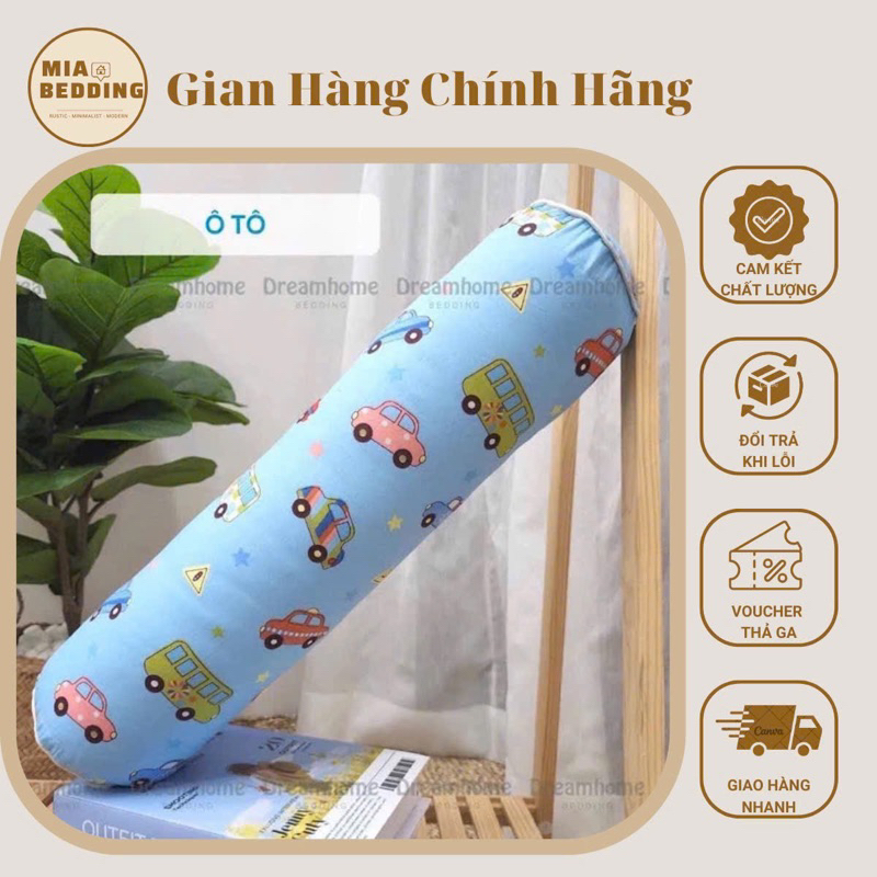 Gối ôm cho bé có khoá kéo tiện lợi , vỏ gối vải cotton , ruột bông gòn tinh khiết