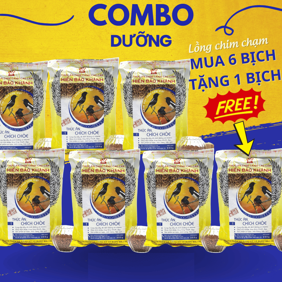 COMBO Cám Chích Chòe Hiển Bảo Khánh (DƯỠNG) - (6 BỊCH SỐ 1) <TẶNG 1 BỊCH SỐ 1> (CHÒE)