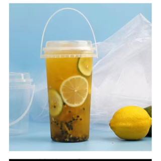 10 cái Bộ xô 1000ml cao tròn/ ly nhựa 2 ngăn cứng hàng cao cấp ly nhựa xoắn đôi 750ml