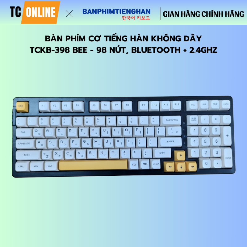 Bàn phím cơ tiếng Hàn không dây TCKB-398 - 98 nút phím - kết nối Bluetooth và 2.4Ghz - XDA Profile