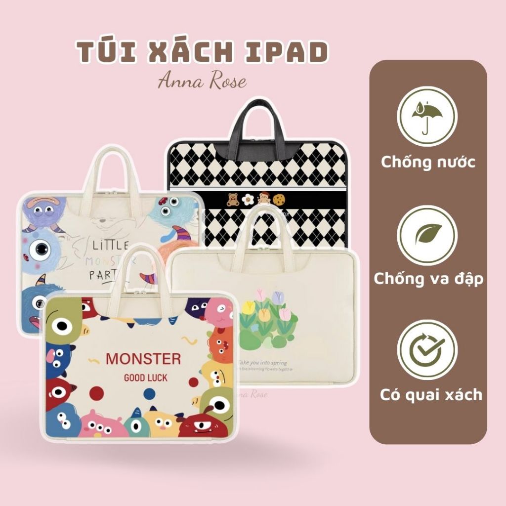 Ipad - Túi xách đựng ipad 11inch có quai dễ thương trendy, túi chống sốc ipad có lớp lót dày dặn