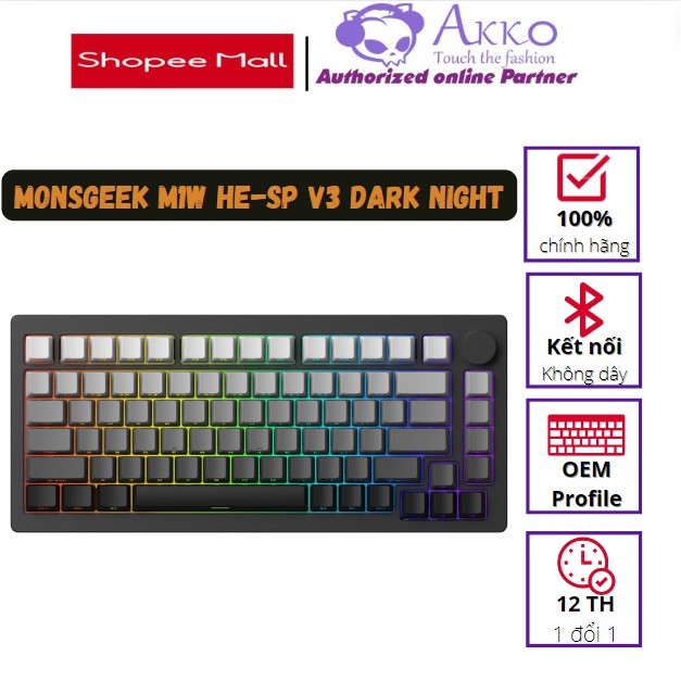 Bàn phím MonsGeek M1W HE-SP V3 Dark Night (Magnetic Switches – 8K Hz Polling Rate Wired USB-C – Mult