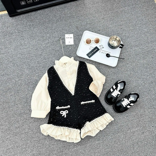 Set áo somi tay bồng kèm jum dạ chạy viền sọc gấu bèo