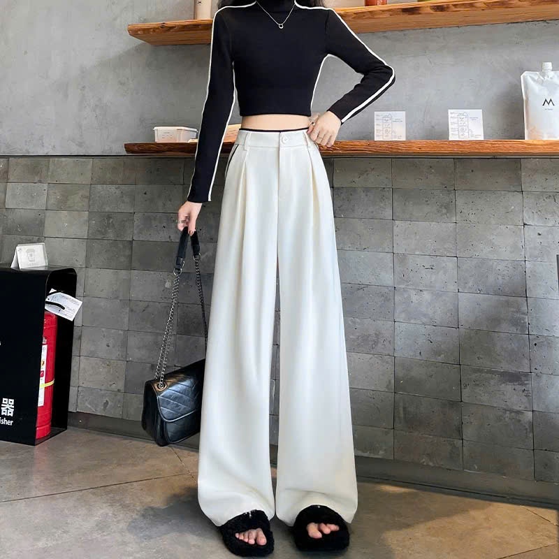 Quần tây suông ống rộng lưng cao tôn eo cạp phối viền trắng xinh lạ mẫu mới hot trend (mã 00) | BigBuy360 - bigbuy360.vn