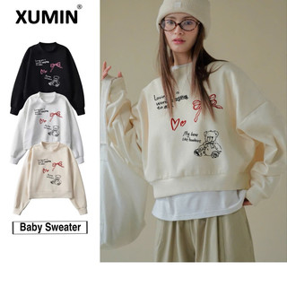  Baby Sweater Lót Nhung Dày Dặn Không Đổ Lông Dáng Boxy Lửng   Ko Chùm Mông  In Hình " Bear" 