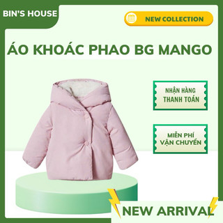 Áo khoác phao lót nỉ bé gái Mango sz 1-3y