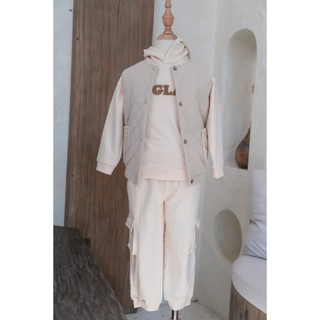 Sét áo hoodie bé trai 100% cotton kết hợp áo khoác trần bông Kevin - Laglace