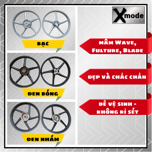 Mâm 5 cây mẫu RCB, mâm giả ZIN Wave, Future, Blade 5 cây Xmode Hot trend, đẹp cho anh em mê xe.