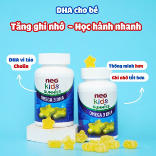 Kẹo nhai DHA , kẽm , Canxi Neo Kids /hộp 60 hàng nhập khẩu viên -hỗ trợ bé thông minh lanh lợi tăng khả năng ghi nhớ HM