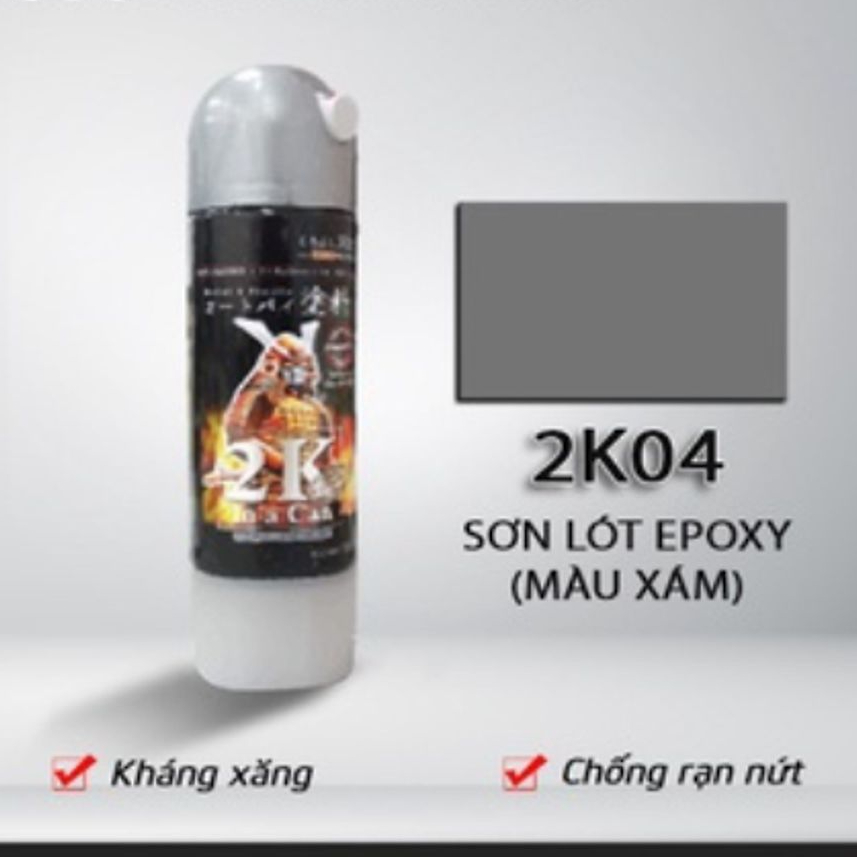 Sơn xịt Samurai Chính Hãng màu Xám Lót Epoxy - 2K04 (màu xám)