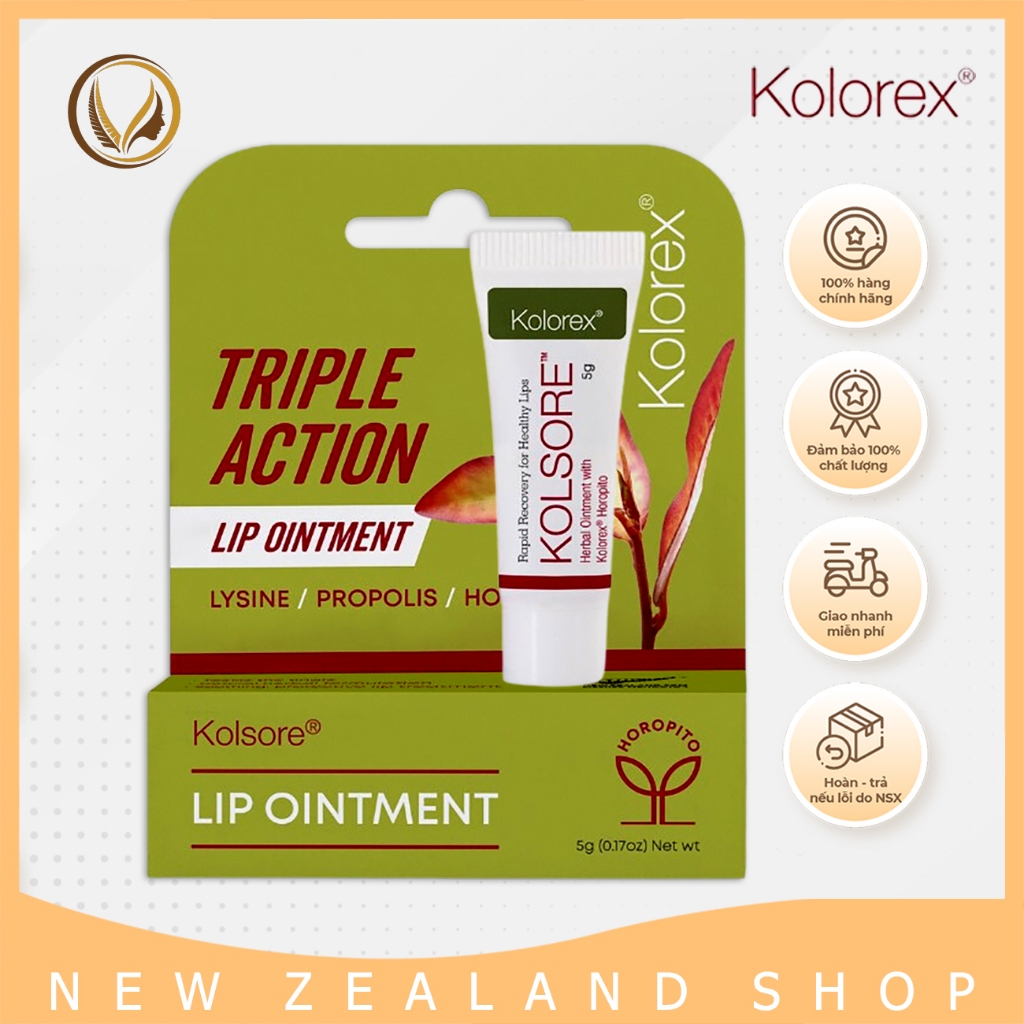 Kem hỗ trợ giảm chàm môi, loét môi, herpes môi Kolorex Kolsore Lip Care Ointment 5g