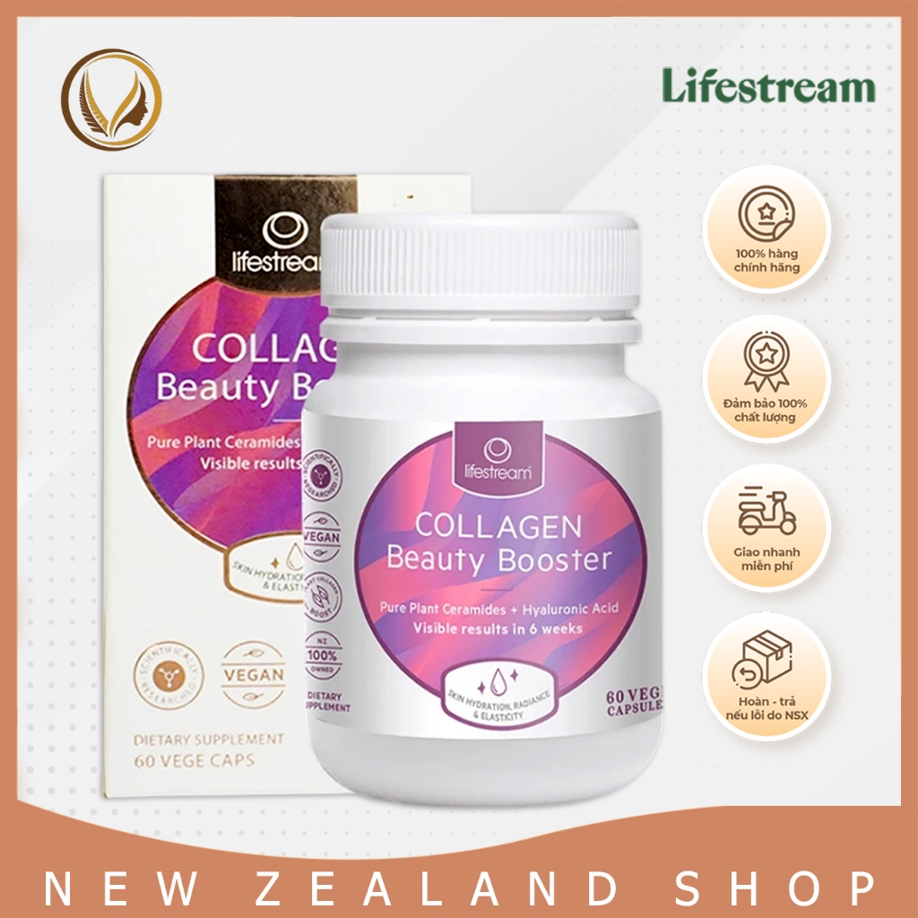 Viên uống cấp nước, bổ sung collagen Lifestream Collagen Beauty Booster 60 viên